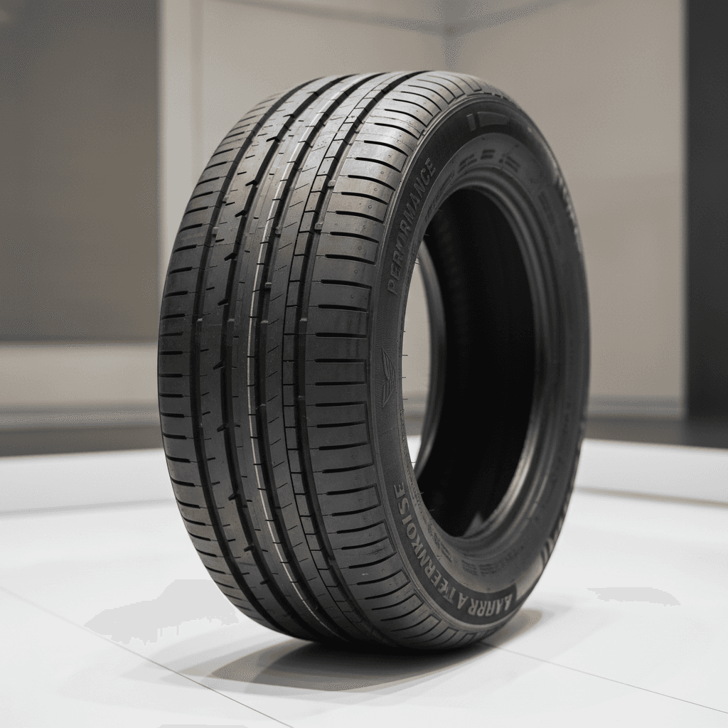All-season tire tread close-up