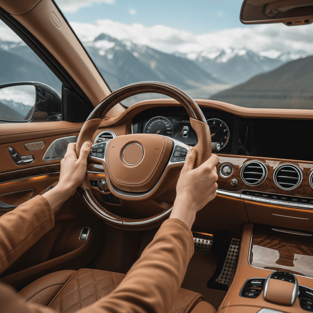 Touring tire on luxury sedan