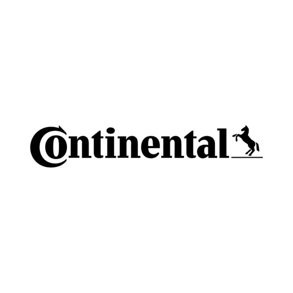 Black Continental logo with bold serif text and a rearing horse on a white background.